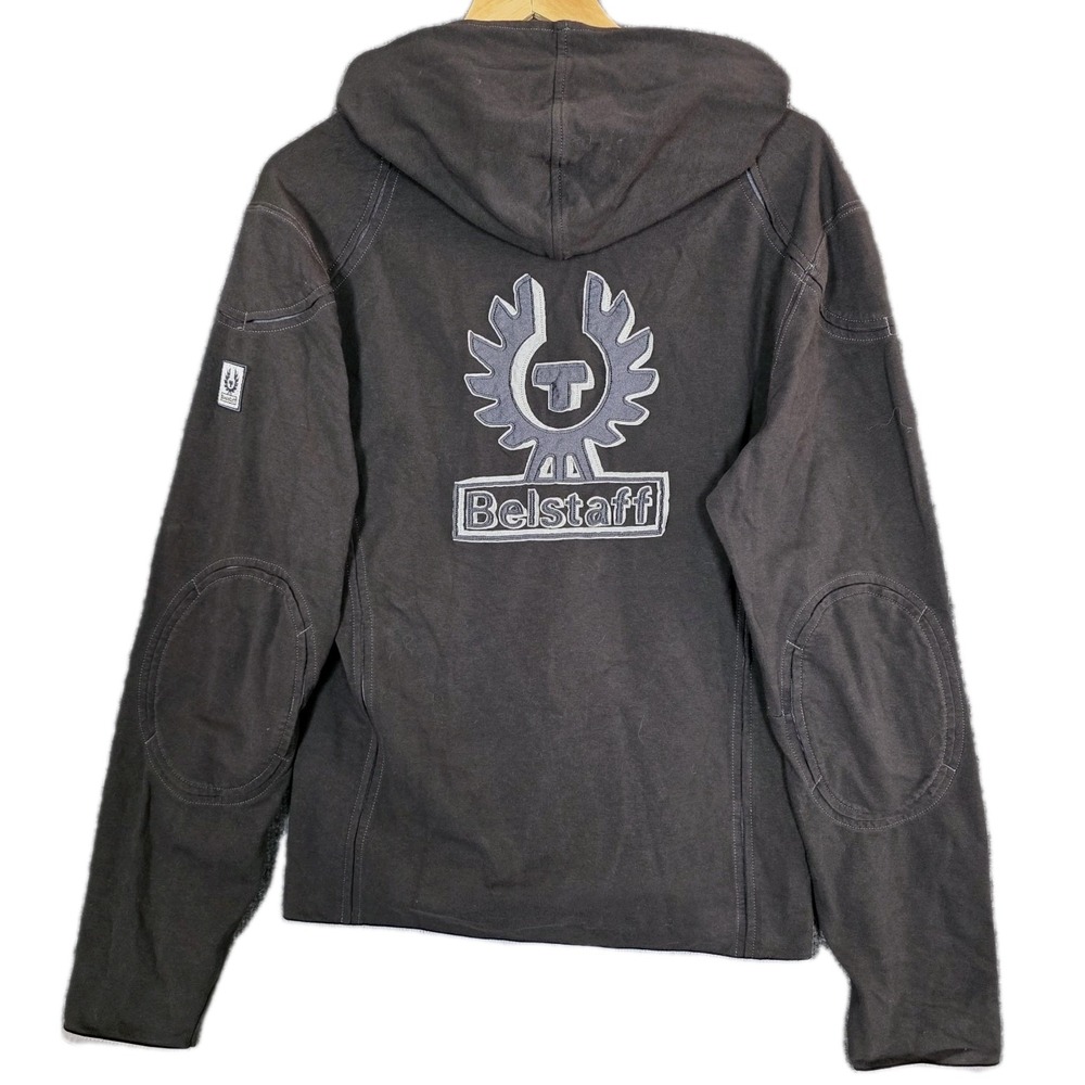 Belstaff Hoodie Women's L Charcoal Gray Full Zip Moto Logo Vintage Hoodie Jacket